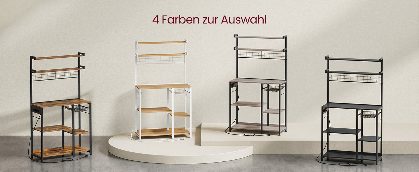 Полиця для кухні VASAGLE з розетками, 40x90x165.5 см, коричневий та чорний, KKS031K11