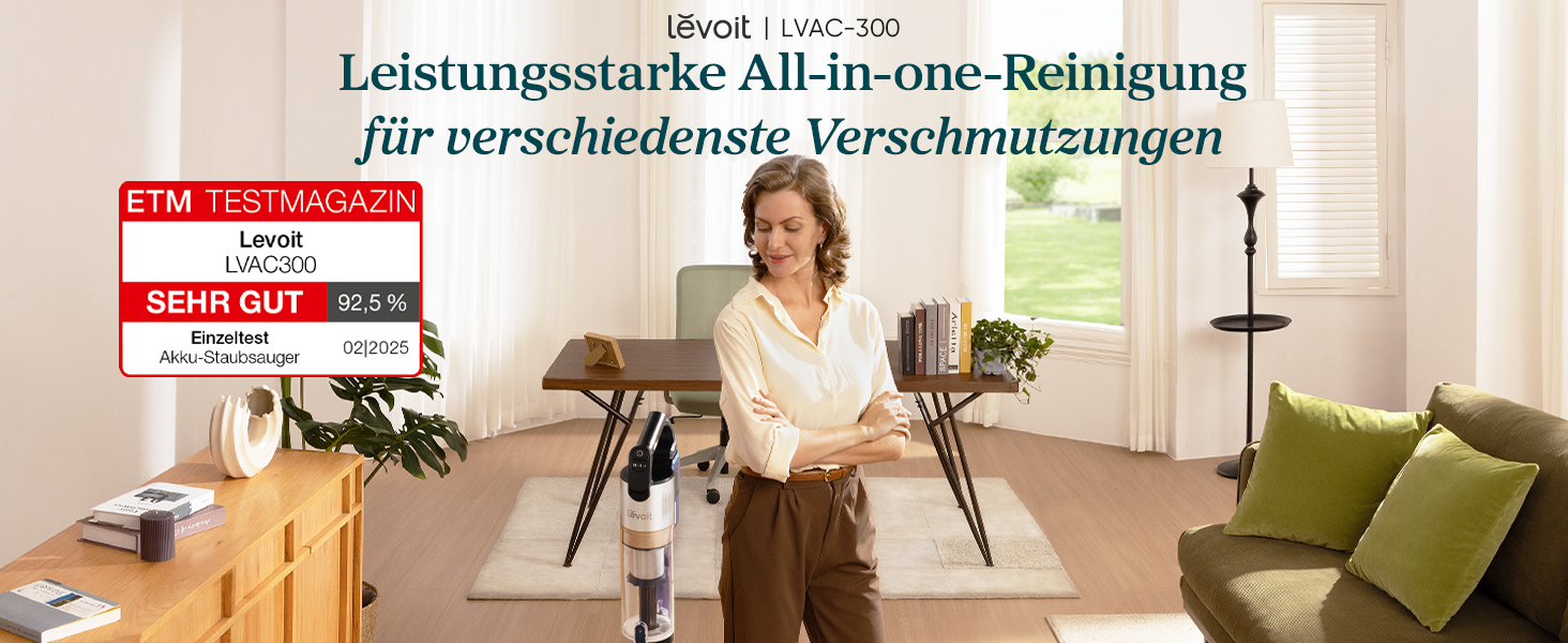 Бездротовий пилосос Levoit LVAC-200 - 4-в-1, для дому та авто, 75 м², фільтрація 99,9%, видалення шерсті тварин