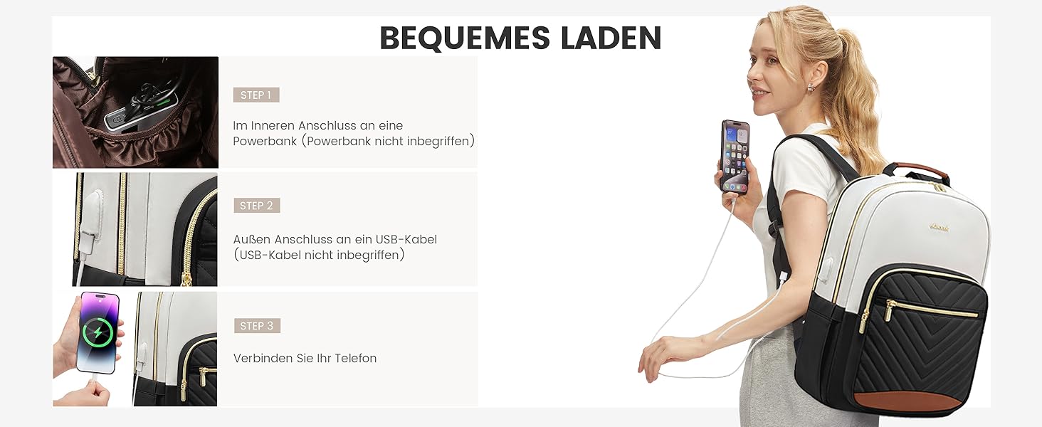 LOVEVOOK Рюкзак для жінок, великий, 15.6 дюймів, сумка для ноутбука, водонепроникний, шкільний рюкзак для дівчаток-підлітків, чорний, елегантний, сумка для роботи, для школи, університету, подорожей, 15.6 дюймів (15.6', Бежево-чорний-коричневий)