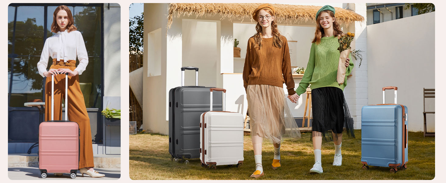 Чемодан KONO 24 дюйми, ABS, з TSA-замком, 4 колеса, 65×44×25.5 см, кремовий