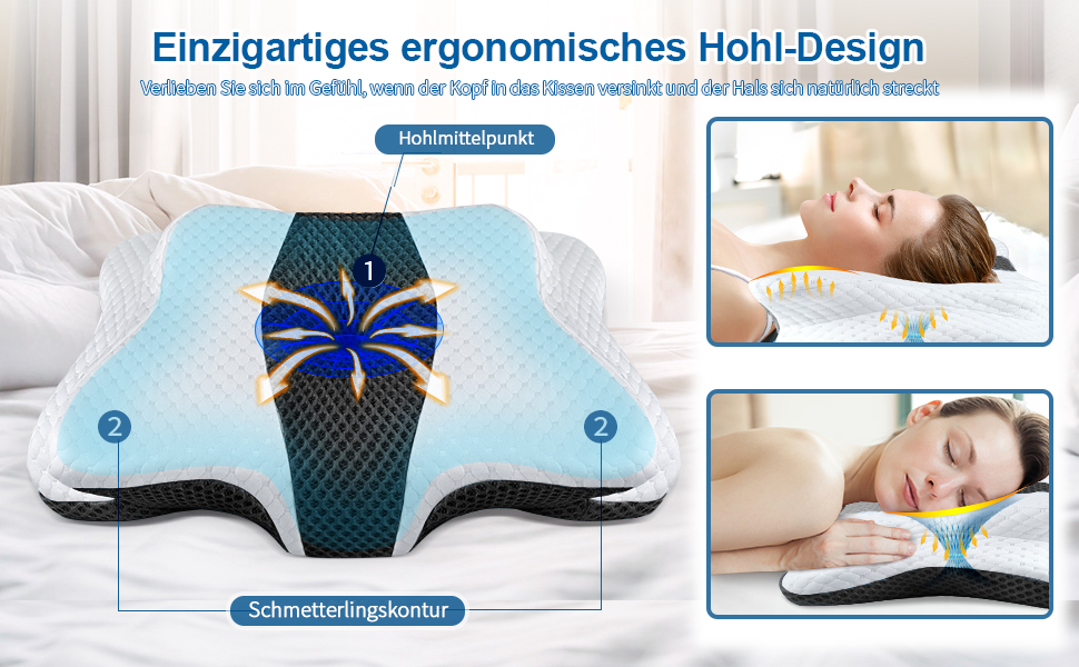 Подушка з піною з пам'яті CHxxy для шиї та плечей, ортопедична, для сну на боці, животі та спині, сіра (глибокий сірий)