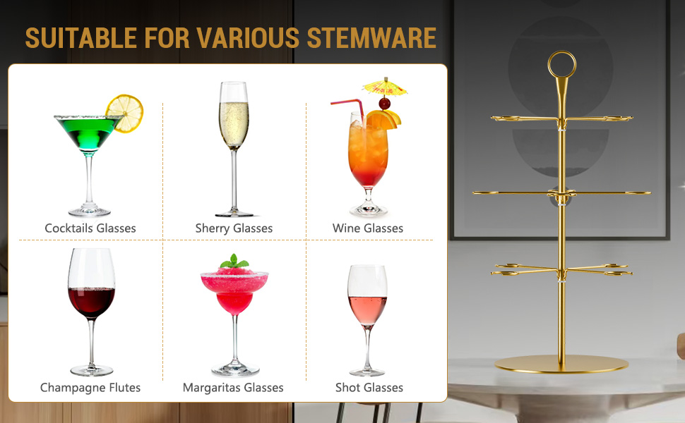 Набір для шампанського CLOPAE, 3 яруси, 12 келихів, металевий барний стійка для келихів, для вечірок, весіль, барів