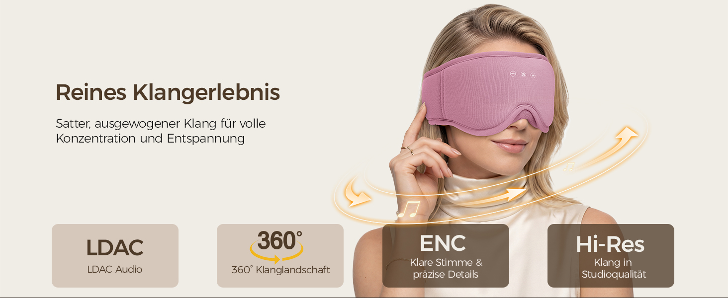Маска для сну з Bluetooth навушниками LOVE EYE 3D, бамбукова, для чутливих очей та сну на боці, чорна (червона)