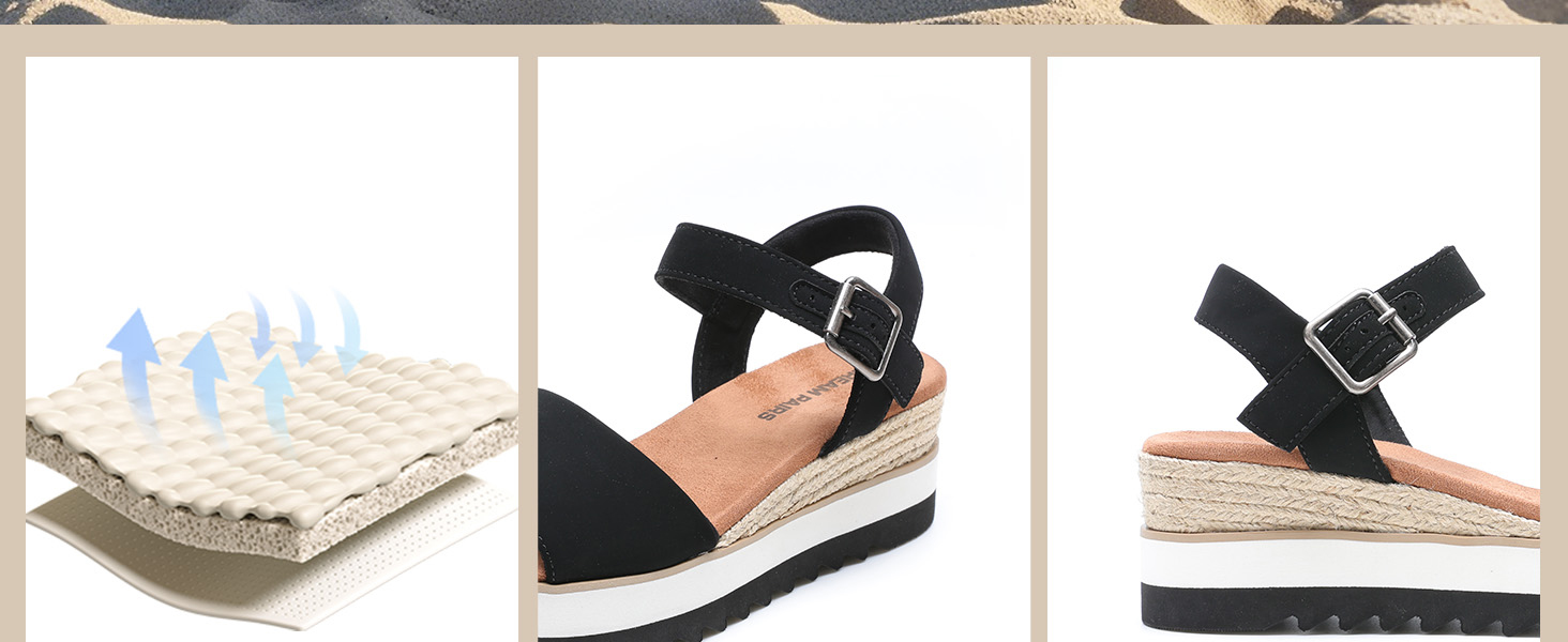 Еспадрильї жіночі Dream Pairs босоніжки на платформі, чорні 37 EU