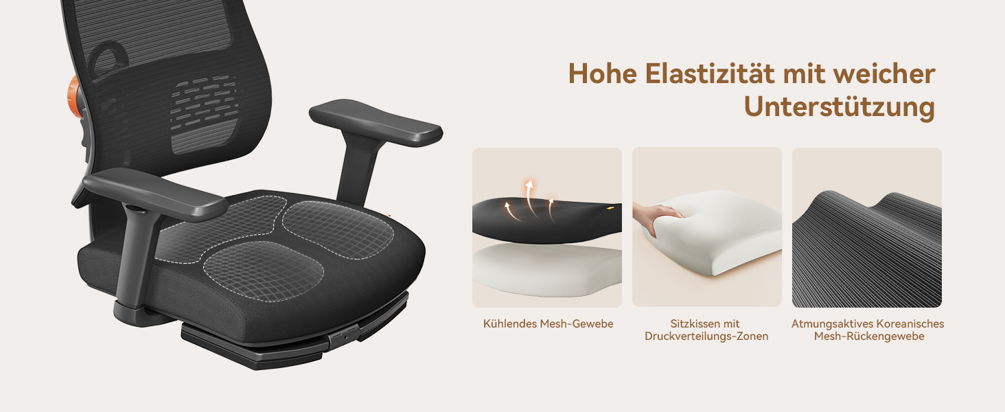 Офісне крісло Newtral MAGICH-BP з підніжкою: ергономічне, з підголівником та підлокітниками