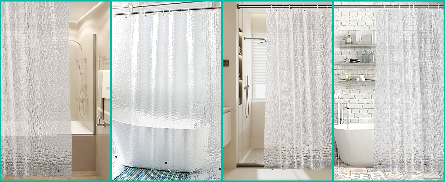 Шторка для душу OTRAKI 200x200 см, антигрибкова, EVA, прозора, без PVC, екологічна, з кільцями, водонепроникна, напівпрозора