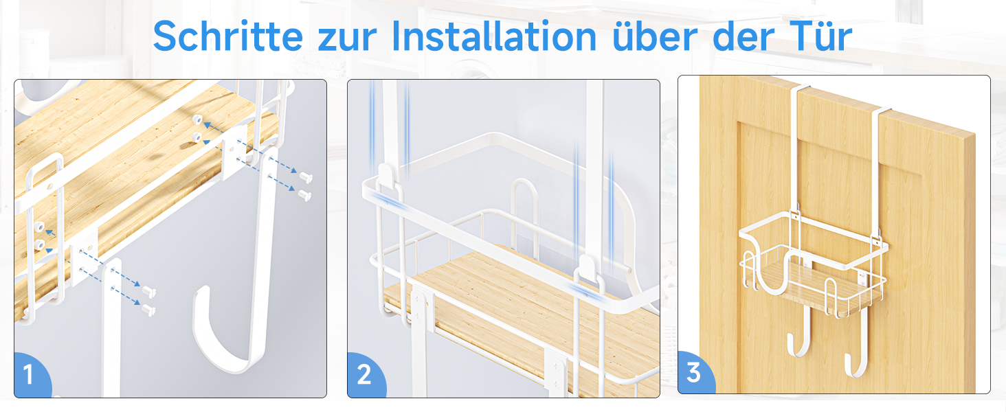 Настінна кріплення для прасувальної дошки з кошиком для зберігання та гачками (білий)