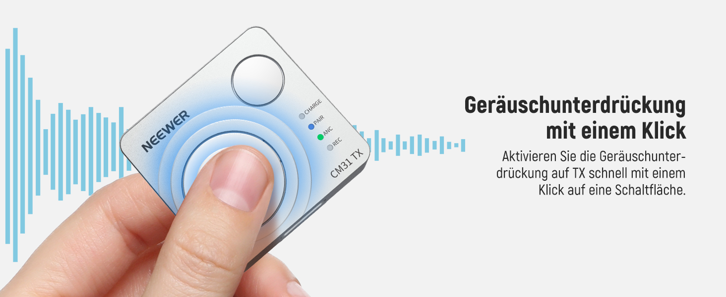 NEEWER Міні бездротове мікрофону, комплект 1RX+2TX+зарядний кейс, 150м радіус дії, для iPhone, iPad, Android, DJI, Insta360, PC, Mac