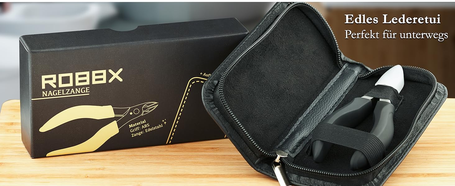 Набір для догляду за нігтями ROBBX® Profi: кусачки для товстих нігтів, зручна ручка, шкіряний етикет, ножиці для нігтів