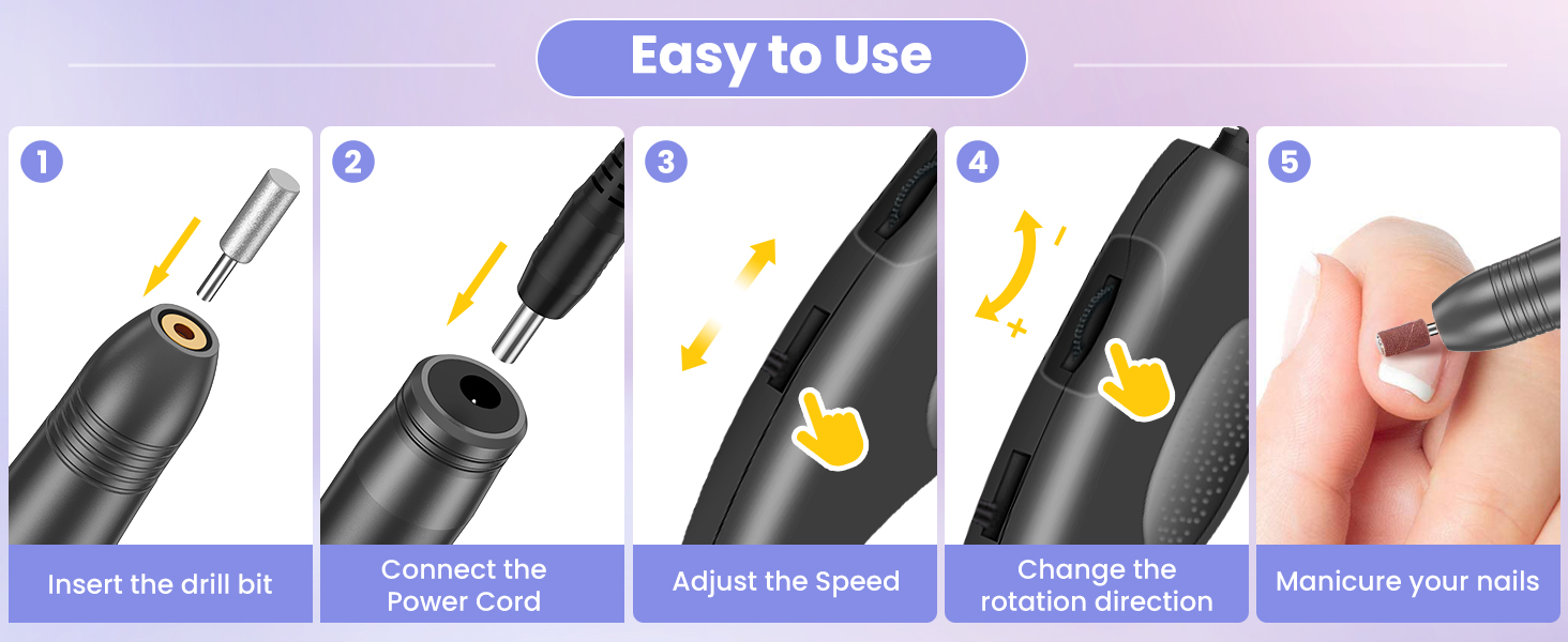 Електричний фрезер для нігтів та манікюру, набір для педикюру та манікюру, 20000 об/хв, для гелю, акрилу, шлейфу та акрилу гелю