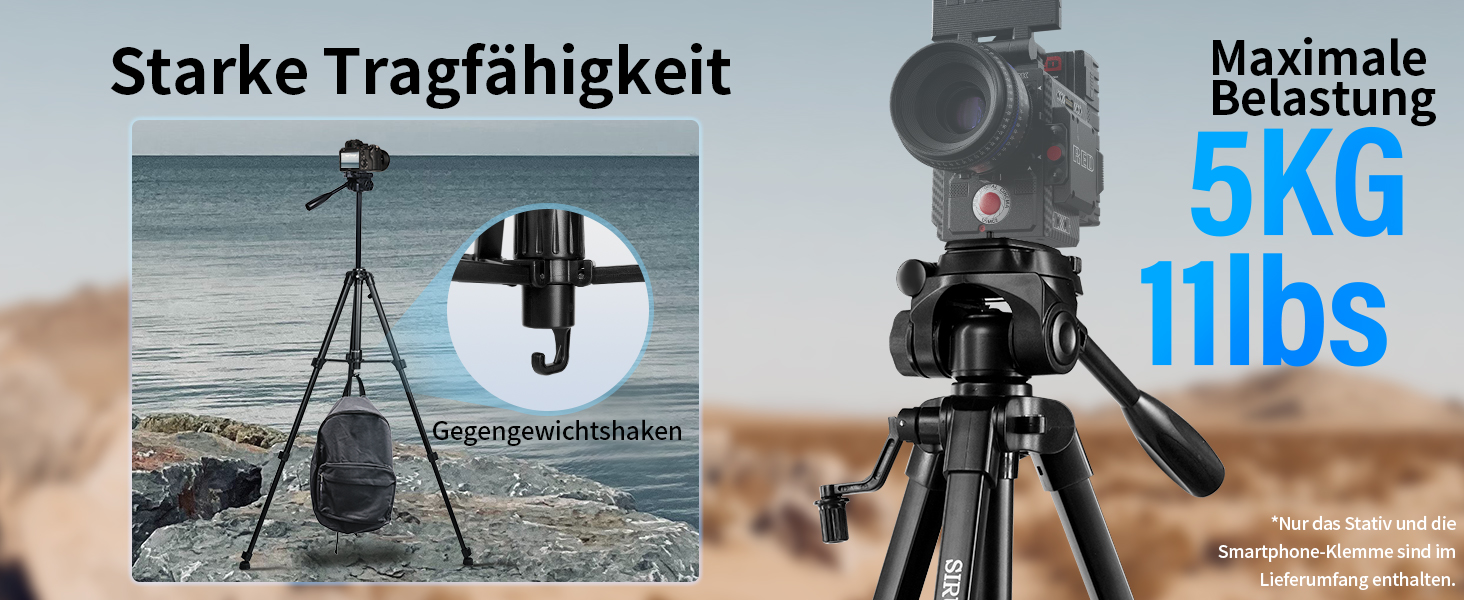 Штатив для камери SIRUI 154 см, алюмінієвий трипод з кріпленням для телефону, максимальне навантаження 5 кг