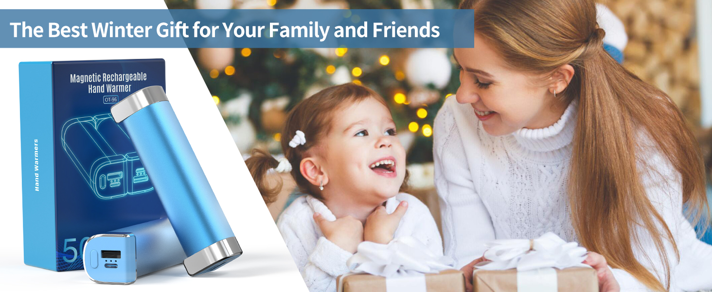 Електричні грілки для рук 5000mAh (2 шт.) - багаторазові, для активного відпочинку, дитячі, зимовий подарунок для жінок, чоловіків та дітей (блакитні)