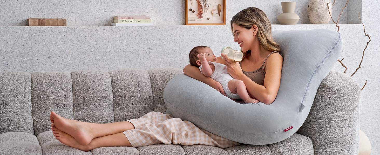 Вагітний подушка Momcozy з кристального велюру U-подібної форми - подушка для вагітних, підтримка спини та стегон (145см, сірий)