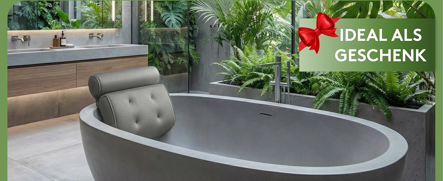 Подушка для ванни MEDIUM-WEICH [Сірий 3D] - подушка для шиї у ванну з присосками, аксесуар для ванної кімнати, ергономічна подушка для ванни