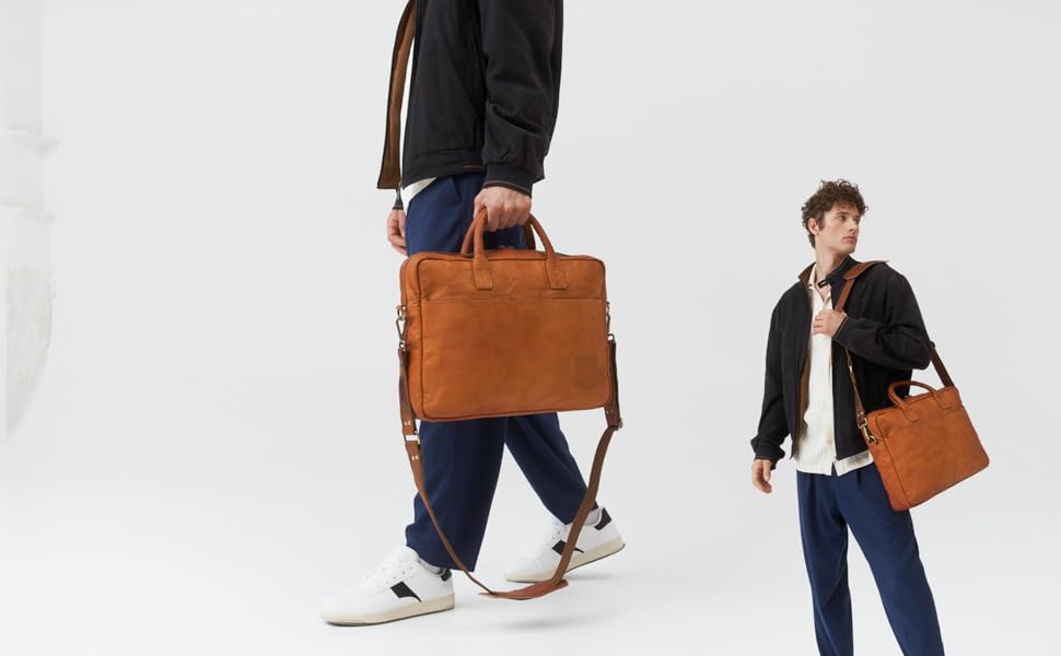 Шкіряна вінтажна сумка для ноутбука Berliner Bags Madrid, жіноча та чоловіча ділова сумка
