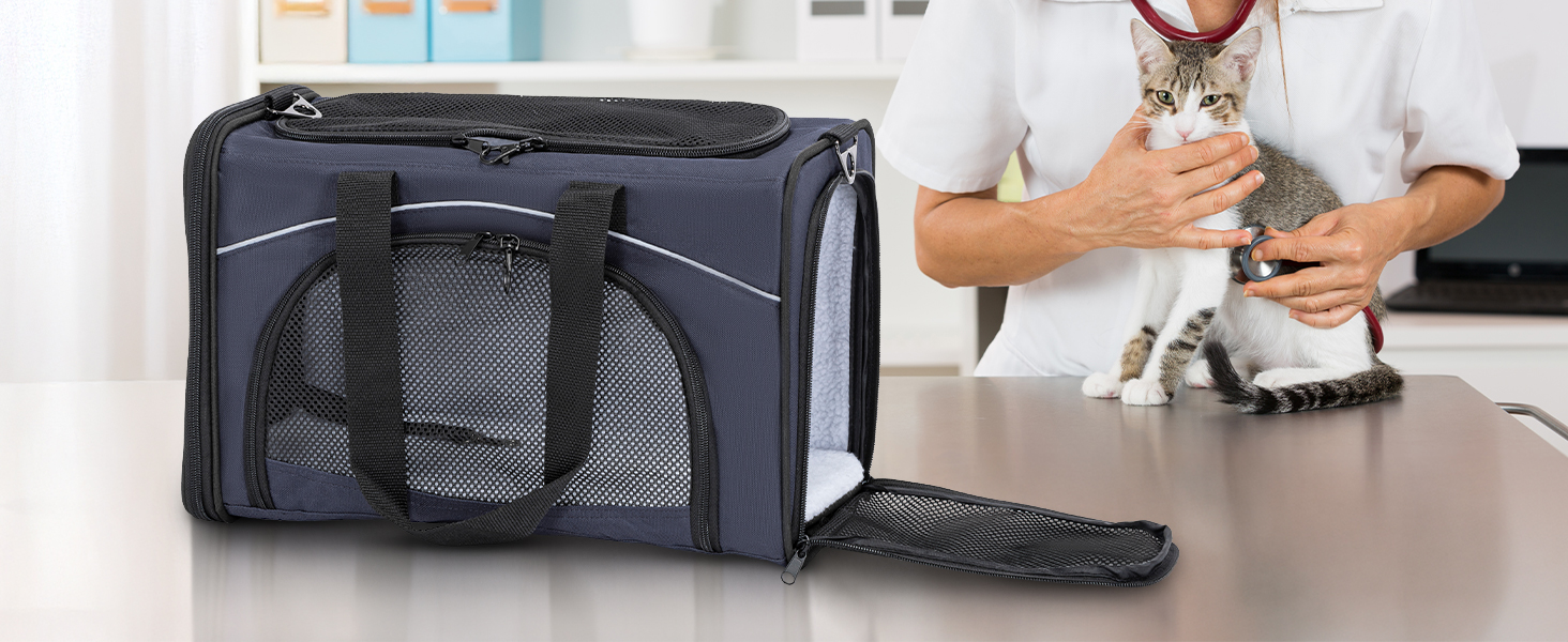 Транспортна сумка Petsfit для котів та собак | Авіапереліт, авто та поїзд | S/Blau