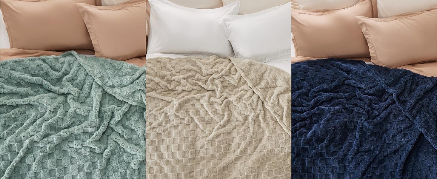 BEDSURE Плед пухнастий, флісовий та вовняний, для дивану, з візерунком шахової дошки, м'який та теплий, для декору кімнати, плед для відпочинку, світло-коричневий, 130 x 170 см