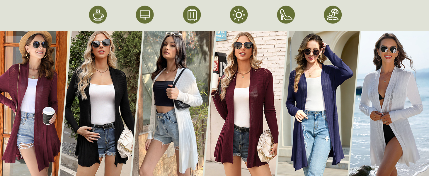 Жіноча кофта-кардиган iClosam з довгим рукавом, легка літня куртка, вільний крій (XXL, A-winerot)