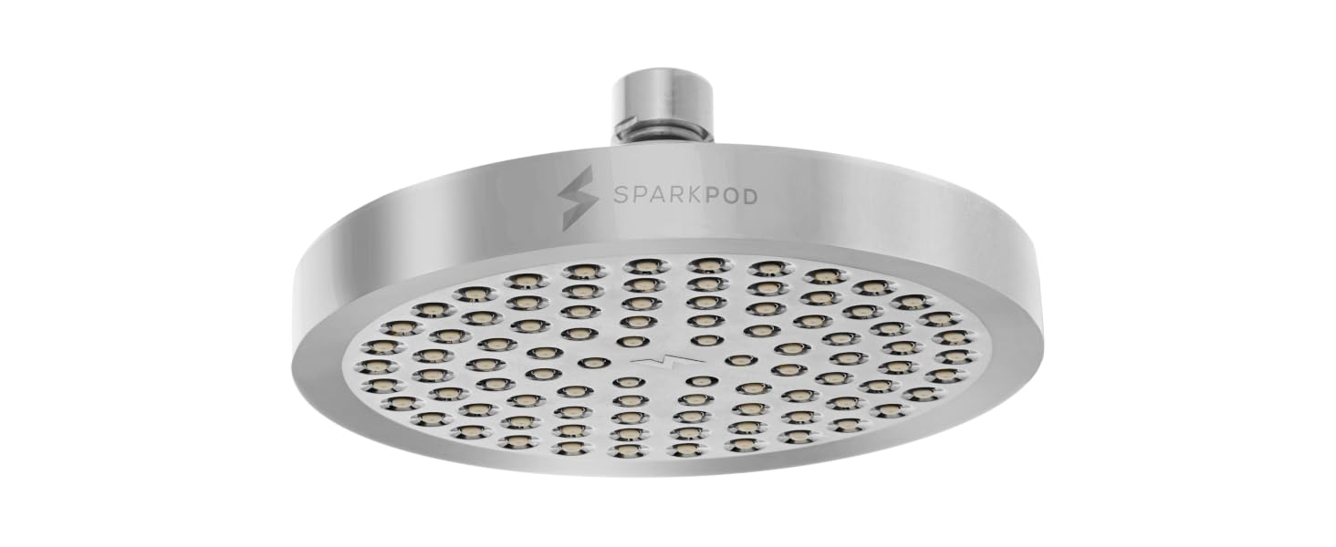 Душова лійка SparkPod з високим тиском та функцією тропічного дощу, 15 см, кругла, хромована - проста установка, фільтр, регульована