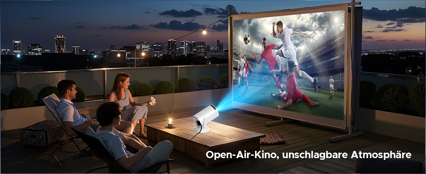 Портативний проєктор Mini Beamer з динаміком: 1080P/4K, WiFi 6, Bluetooth 5.0, автоматичне корегування трапецеїдальних спотворень, 220° обертання, для домашнього кінотеатру та використання на вулиці