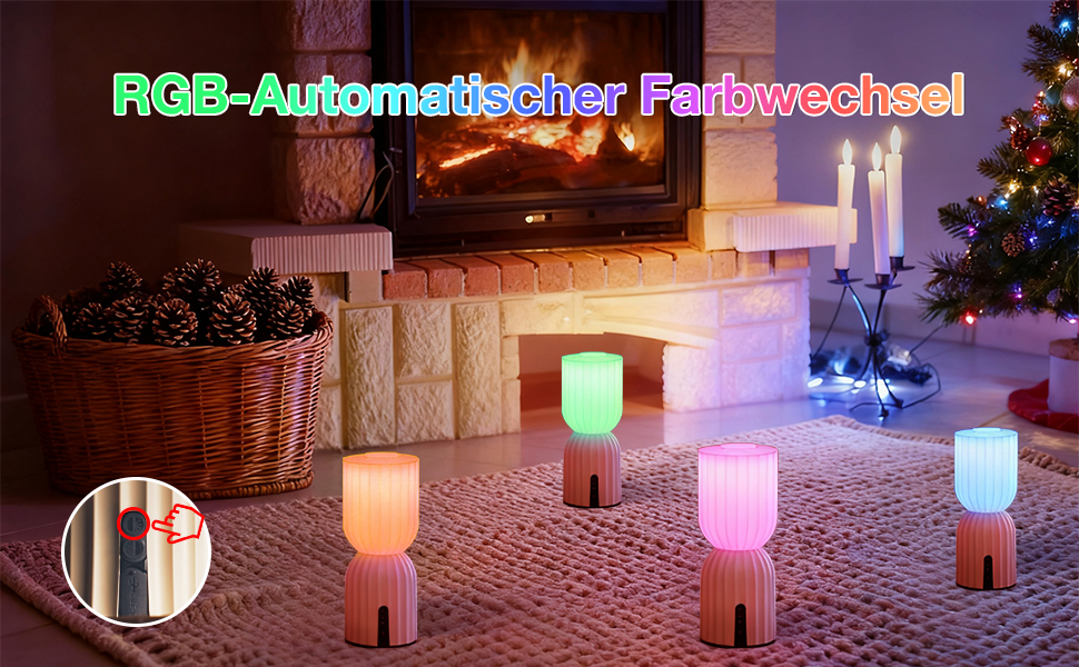 Світлодіодна настільна лампа бездротова акумуляторна, RGB з USB-C, димується, IP54, бежева для вітальні, балкона, саду