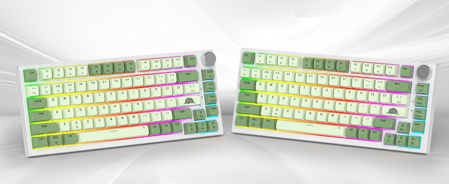 Механічна ігрова клавіатура SOLIDEE 75% з RGB-підсвічуванням, hot-swap, NKRO, TKL, 82 клавіші, Matcha/Red Switch