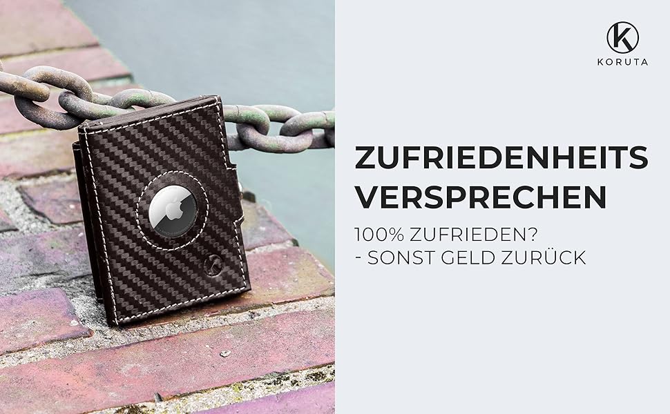 Гаманець Koruta Slim з RFID захистом та відділенням для монет (Carbon Braun) - картхолдер для чоловіків і жінок, міні-гаманець для кредитних карт, Airtag-відділення