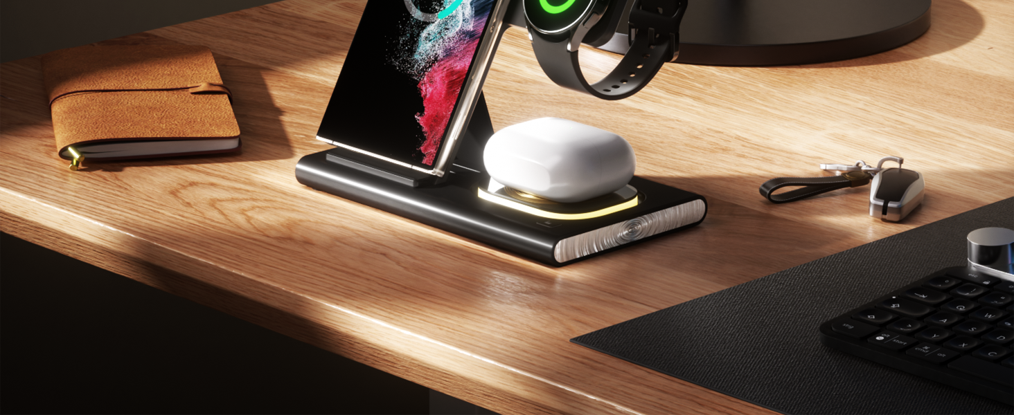 Бездротовий зарядний пристрій Aimtel 3-в-1: Samsung, Galaxy Z Fold/Flip/S серії, Galaxy Watch, Buds - Чорний