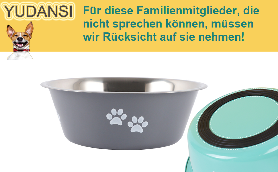 Набори мисок для собак YUDANSI (2 шт.) – зелено-сірі миски з нержавіючої сталі з антиковзною основою для собак середніх та великих порід, Ø 21 см, 1560 мл