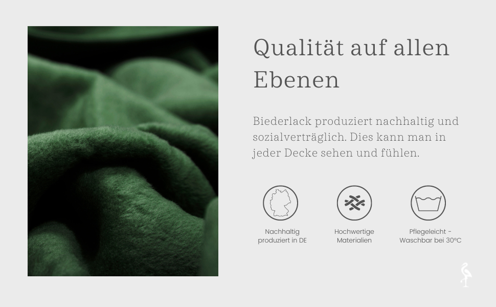 Плед Biederlack Pure Cotton, 100% бавовна, темно-зелений, 150x200 см, виготовлений у Німеччині, сертифікат OEKO-TEX, екологічний, м'який плед для дивану та спальні