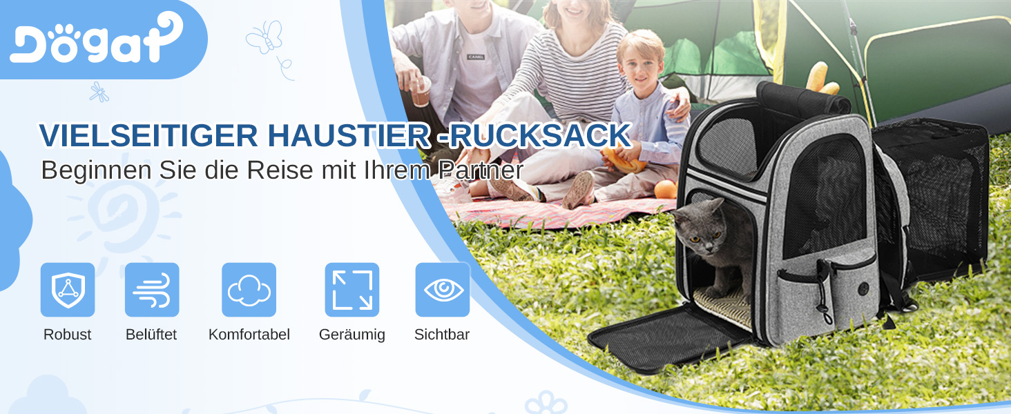 Рюкзак для кота/собаки Dogat, сірий, дихаючий, з сіткою, розкладний, для подорожей