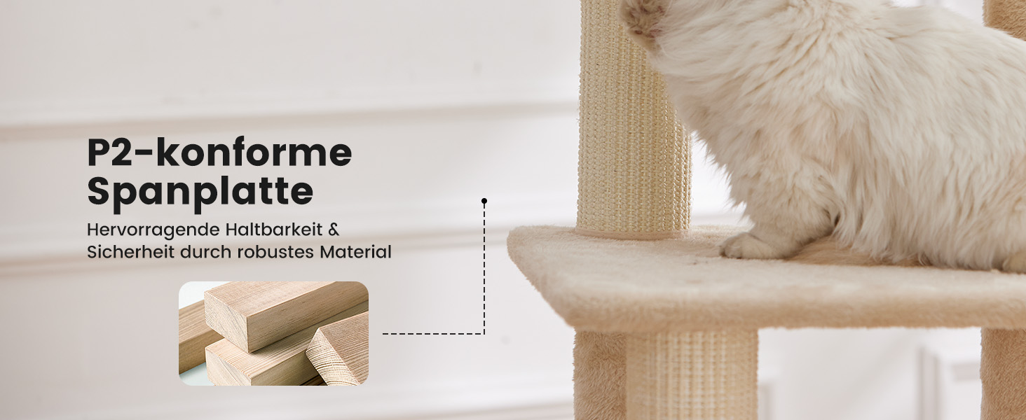 Кліматизатор для котів Гарднер Пет Катценбаум, великий, 165 см. Кліматизатор, ігровий комплекс з подвійними кошиками, стійками для дряпання, платформою та печерею. Компактні меблі для котів у квартиру, бежевий L (59 x 48 x 165 см)