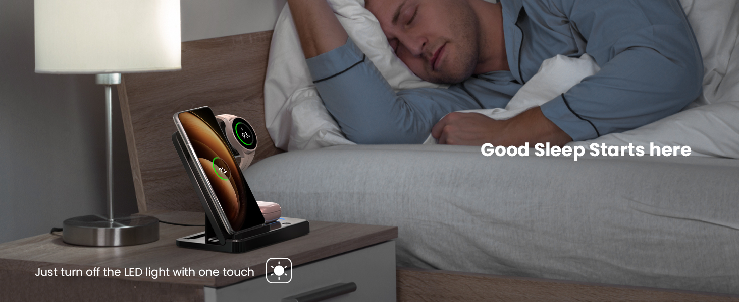 Бездротова зарядка GEEKERA 3-в-1 для Samsung: S25/S24/S23/S22, Galaxy Watch 8/7/6/5/4/3, Galaxy Buds (Чорний)