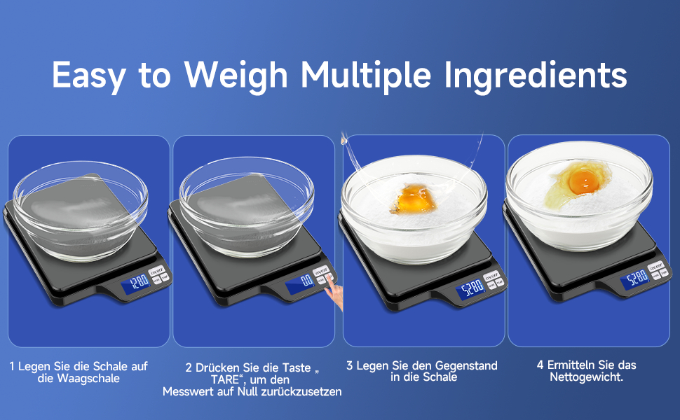 Цифрова кухонна вага з USB-зарядкою, 5 кг/0.1 г, функція тарування, для випічки та приготування їжі
