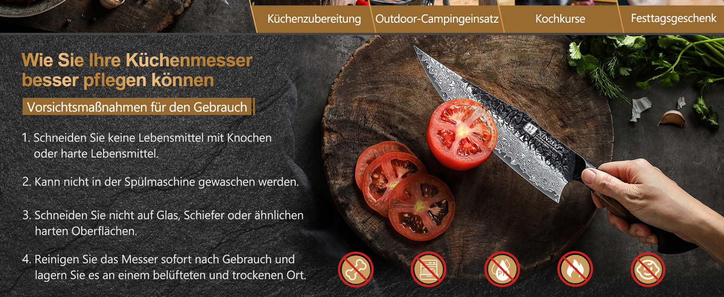 Ніж кухарський XINZUO 21.9 см з дамаської сталі, 67 шарів, професійний, з ергономічною ручкою з білої бука, серія Mo