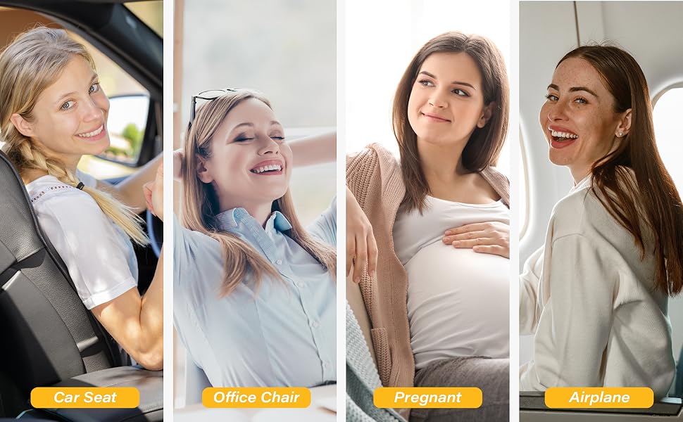 Подушка для сидіння в авто з Memory Foam для полегшення болю в попереку, велика, для водіїв невеликого зросту, комфортне водіння - для авто, офісу (чорна)