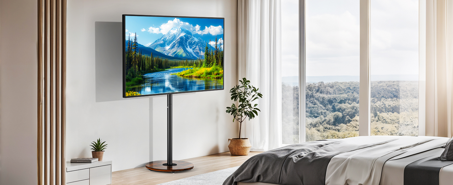 Підставка для телевізора Unho з регульованою висотою та коліщатками, для екранів 40-75 дюймів, VESA 600x400 мм, до 50 кг (Чорний)