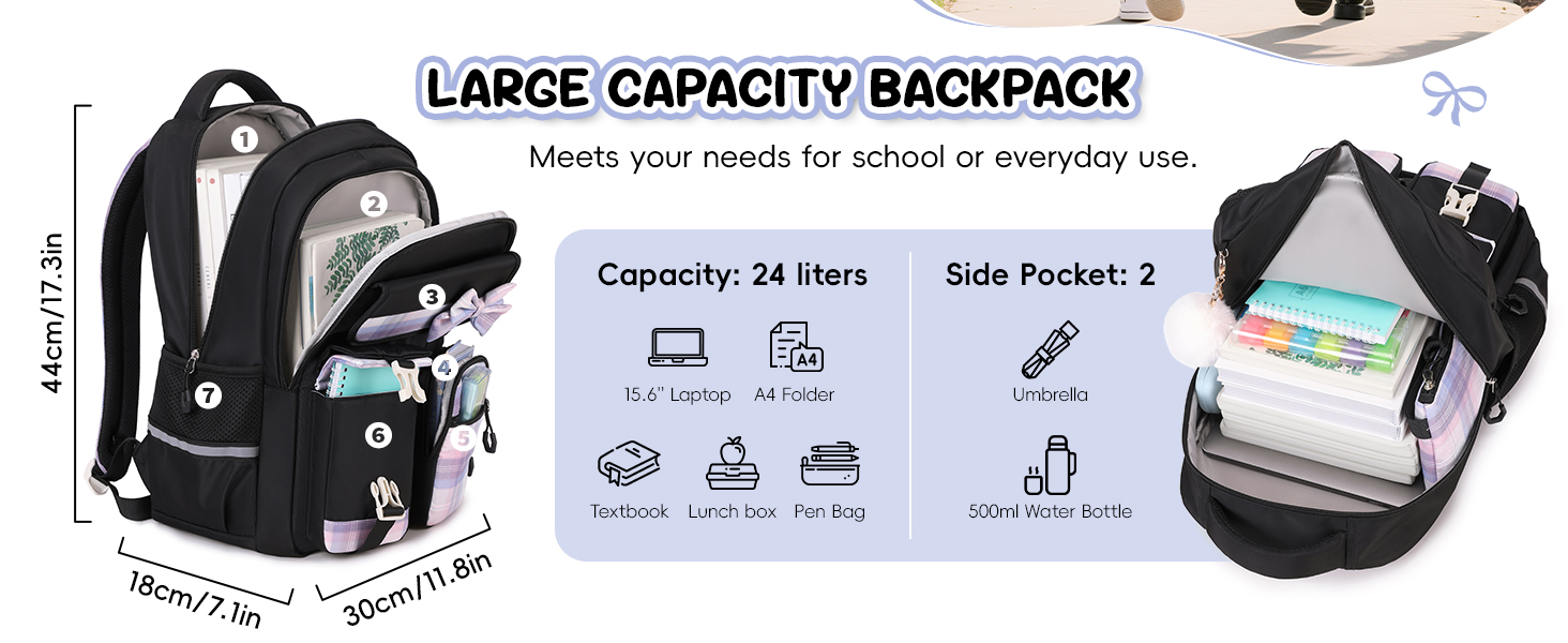 Шкільний рюкзак для дівчаток 3 в 1: рюкзак, ланчбокс, пенал. Чорний, для 3-5 класів