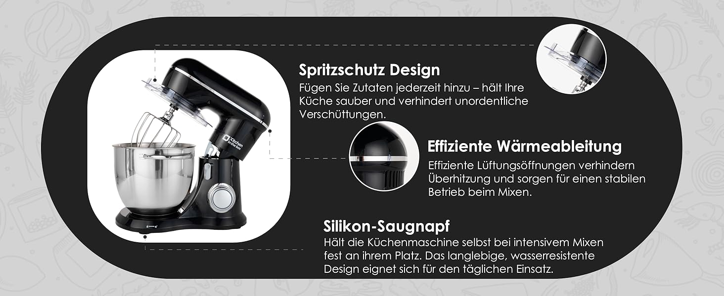 Кухонна машина Kitchen in the box: 6 л, 1300 Вт, темний зелений/чорний, з набором насадок