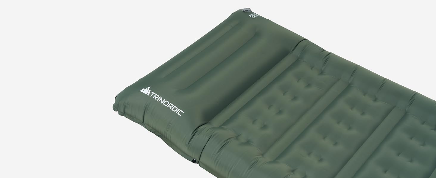 Каремат надувний екстра-товстий 12 см, ширина 70 см з помпою та подушкою для кемпінгу, туризму та велопоходів