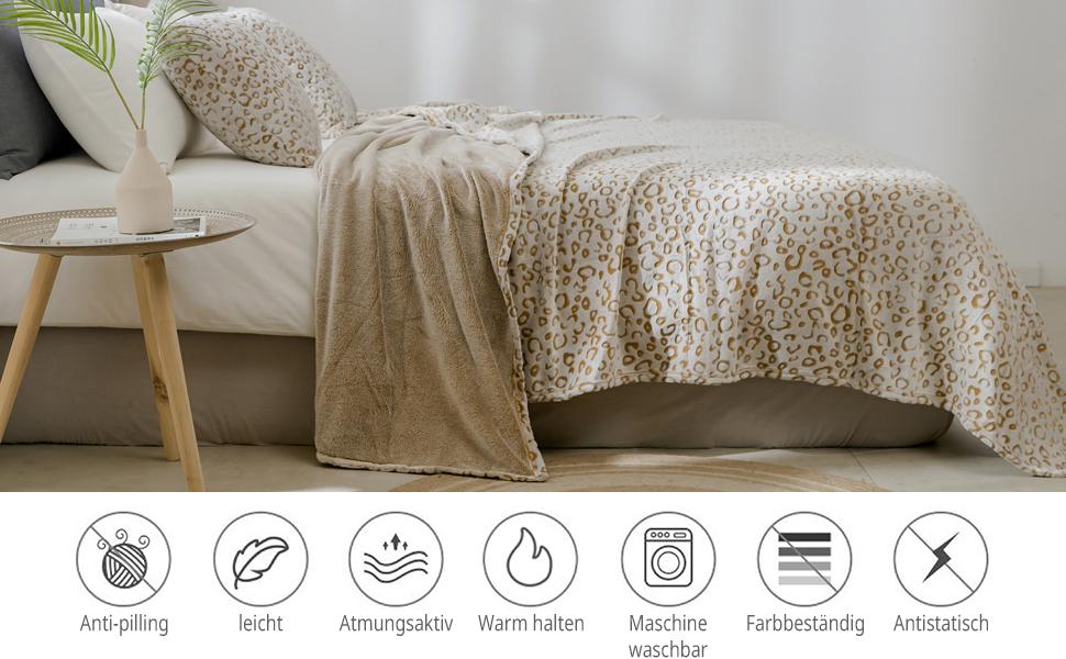 Плед з флісу FY Fiber House Leopard, 130x150 см, коричневий | М'який та теплий плед для дому