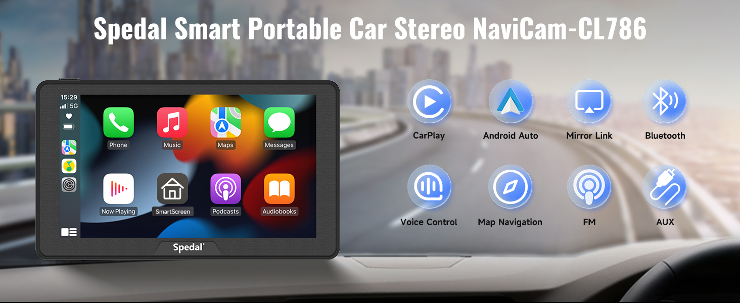 Безпровідний CarPlay і Android Auto Spedal CL786, 7