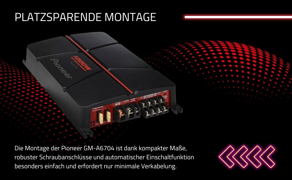 Автомобільний підсилювач Pioneer GM-A6704, 2/3/4-канальний, 1000 Вт, чорний