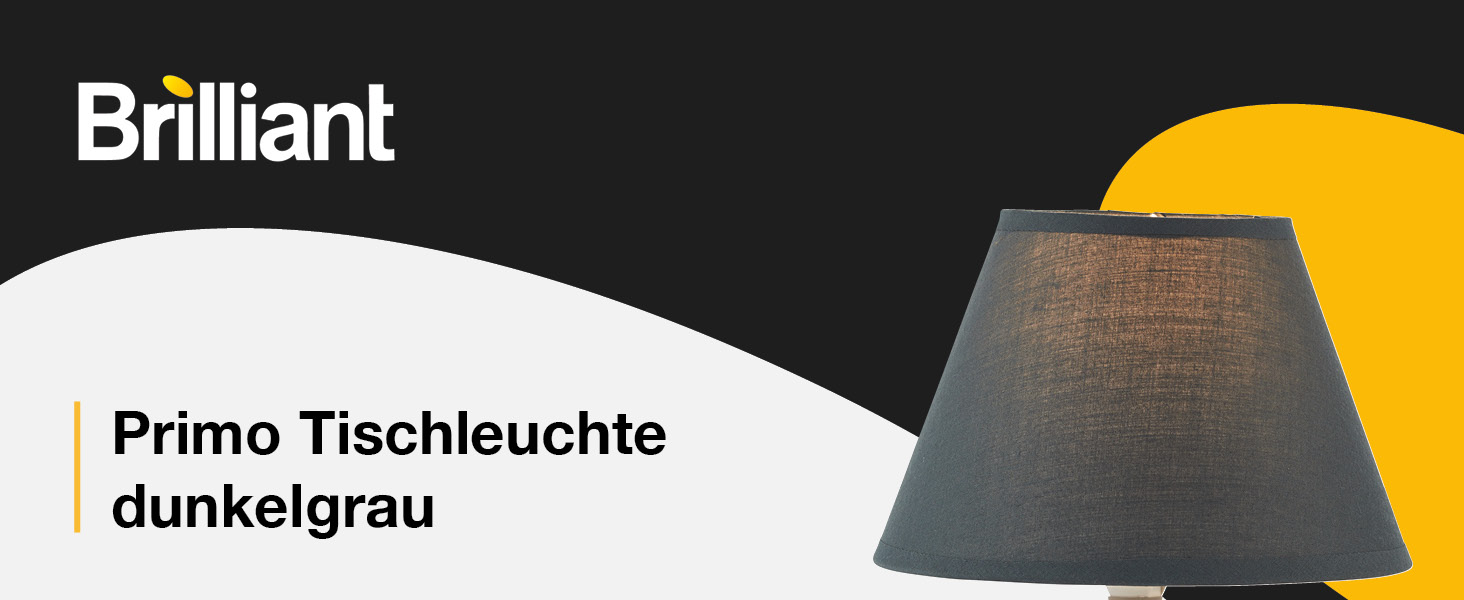 BRILLIANT Primo: стильна настільна лампа з тканинним абажуром - для спальні, вітальні та приліжкові столики - E14, з вимикачем, оранжева/темно-сіра