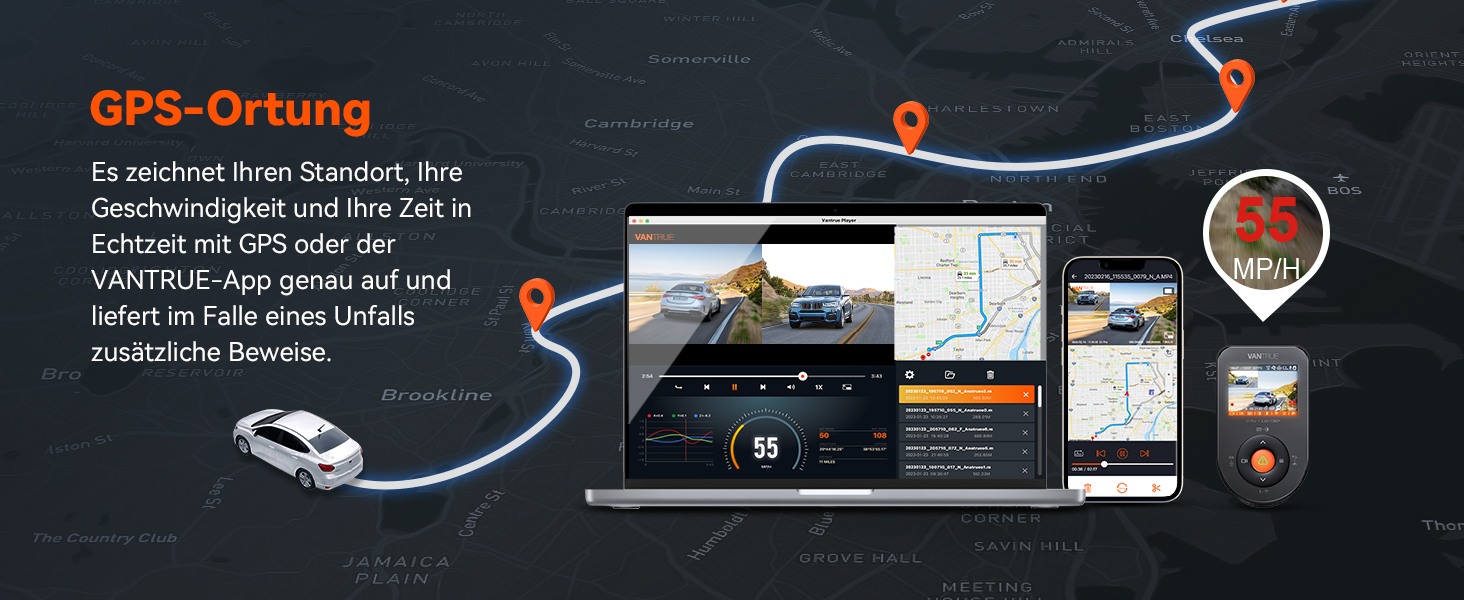 Відеореєстратор VANTRUE S1 Pro 2.5K + 1080P, GPS, WiFi, STARVIS, Паркування, Нічний режим, G-сенсор