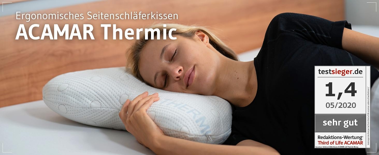 Ергономічна подушка для сну на боці ACAMAR (Memory Foam) з терморегулюючим чохлом, форма метелика, біла