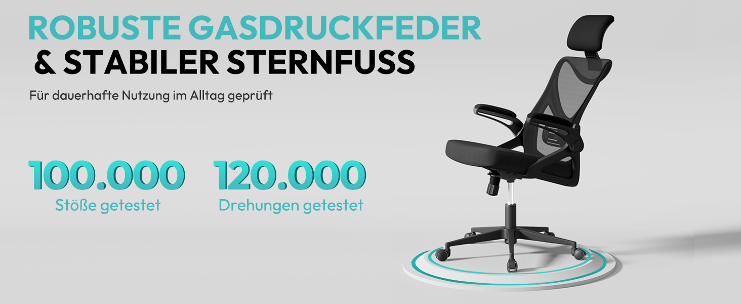 Офісне крісло Yaheetech ергономічне, з підйомними підлокітниками, регульованою підголівником, функцією гойдання, чорне, до 136 кг