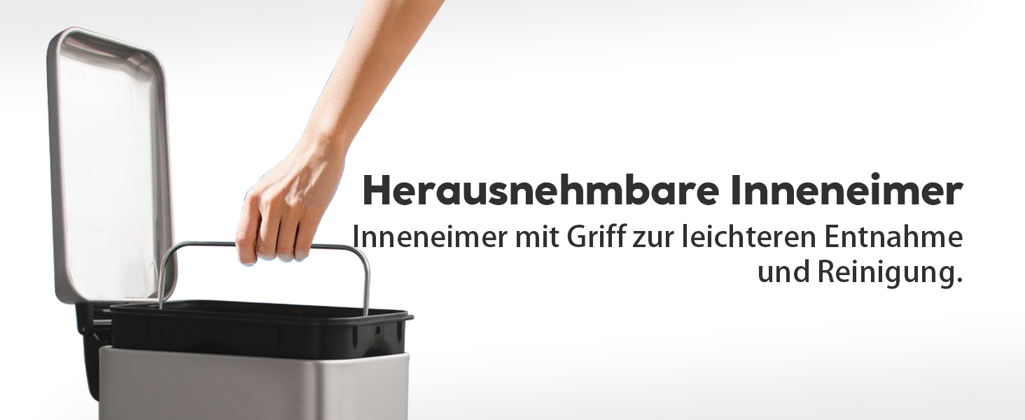 Трюмний смітник для кухні, нержавіюча сталь, 17л, з кришкою та внутрішнім відром