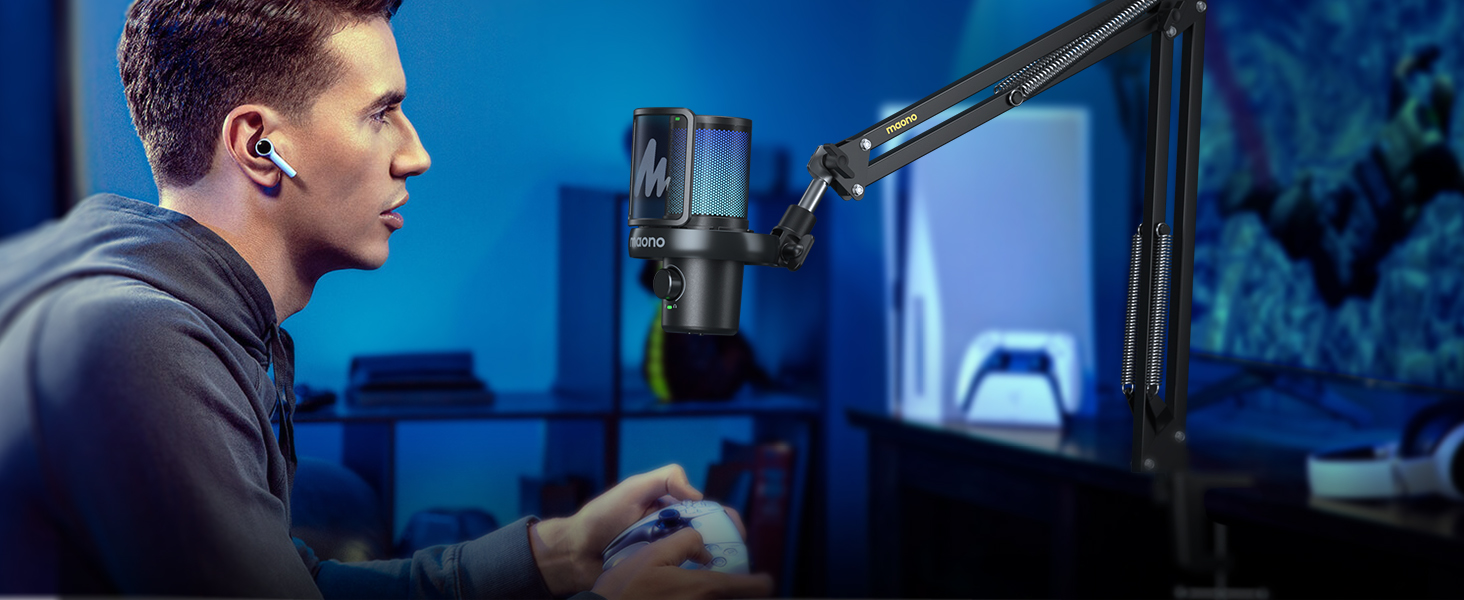 Тримач для мікрофона Maono BA20, регульований, для подкастів, геймінгу, стрімінгу та запису звуку, з кріпленням до столу та адаптером 3/8' - 5/8'
