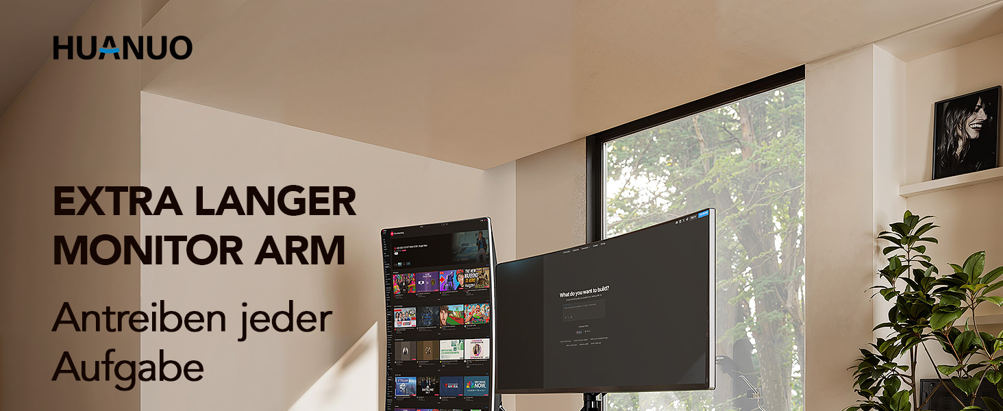 Кріплення для монітора HUANUO Gaming, 2 монітори, до 40 дюймів, регулювання висоти, USB, VESA, чорний